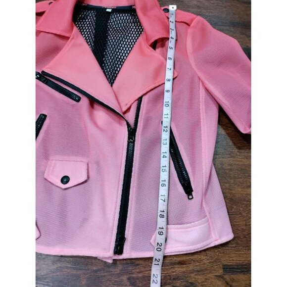 Rebecca Minkoff Long Sleeve Notch Lapel Collared Moto Jacket Pink Ombre Size M - Picture 15 of 16